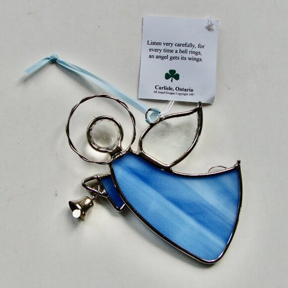 Guardian Angel Stained Glass Christmas Ornament Silver Metal Bell BRAND NEW NWT - Picture 6 of 7